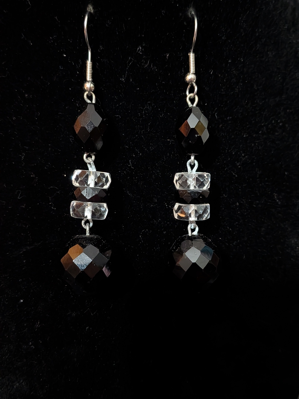 Classic Black Crystal Drop Earrings